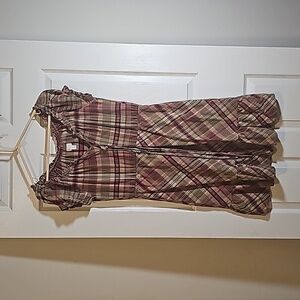 Converse Plaid Earth Tone Cotton Dress Size M